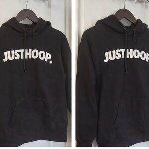 Black Hoodie with White 'JUSTHOOP.' Print
